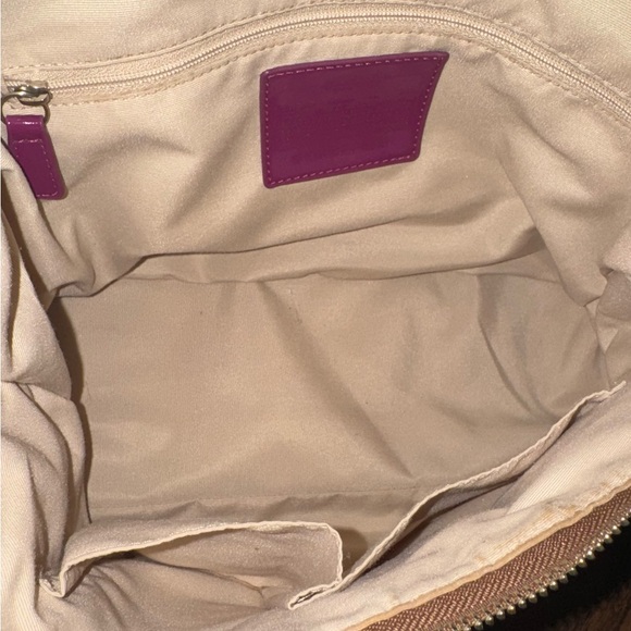 Coach Khaki and Fuchsia Shoulder Bag with Signature Monogram - Picture 3 of 5